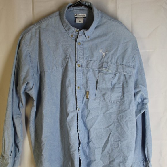 Columbia Mens Button Down Light Denim Shirt 2XL - Picture 1 of 9